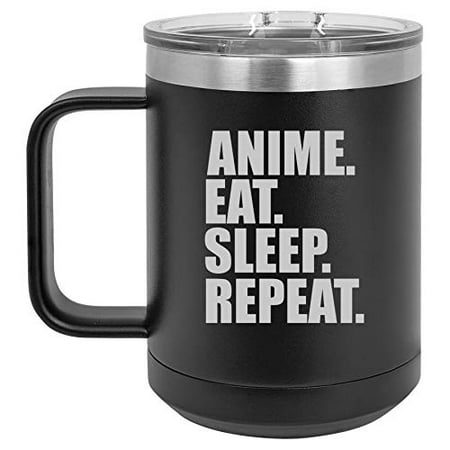15 oz Tumbler Coffee Mug Travel Cup With Handle & Lid Vacuum Insulated Stainless Steel Anime Eat Sleep Repeat (Black)
15 oz Tumbler Coffee Mug Travel Cup With Handle & Lid Vacuum Insulated Stainless Steel Anime Eat Sleep Repeat (Black)