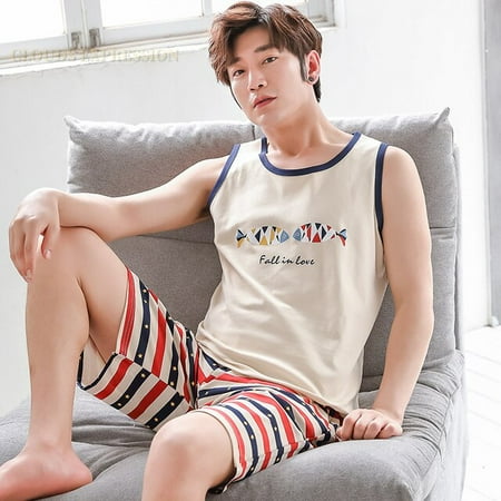 QWZNDZGR Summer Men Pyjamas 100%Cotton Striped Pajamas Set Casual Sleeveless Sleepwear Pyjamas Night Suits Pijamas Plus Size 4XL Home PJ
QWZNDZGR Summer Men Pyjamas 100%Cotton Striped Pajamas Set Casual Sleeveless Sleepwear Pyjamas Night Suits Pijamas Plus Size 4XL Home PJ