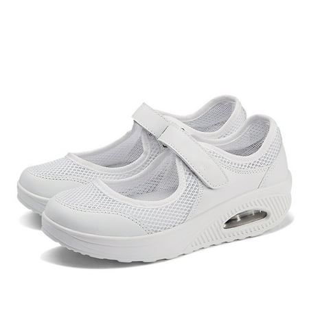 Breathable Mesh Sneakers With Air Cushion For Women s Walking 36 White