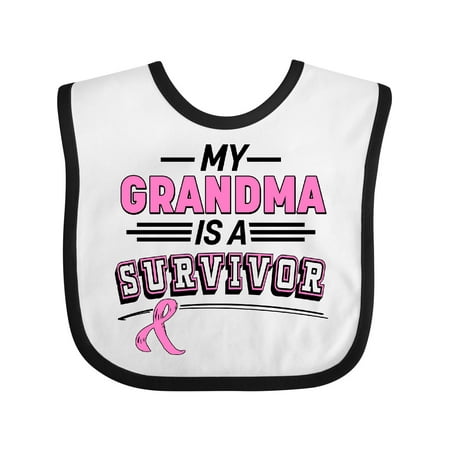 Inktastic My Grandma is a Survivor Breast Cancer Awareness Gift Baby Boy or Baby Girl Bib