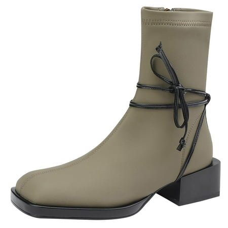 Women Walking Shoes Ladies Fashion Solid Color Leather Square Toe Side Zipper Chunky Heel Short Boots Ankle Boots for Women PU Green
Women Walking Shoes Ladies Fashion Solid Color Leather Square Toe Side Zipper Chunky Heel Short Boots Ankle Boots for Women PU Green