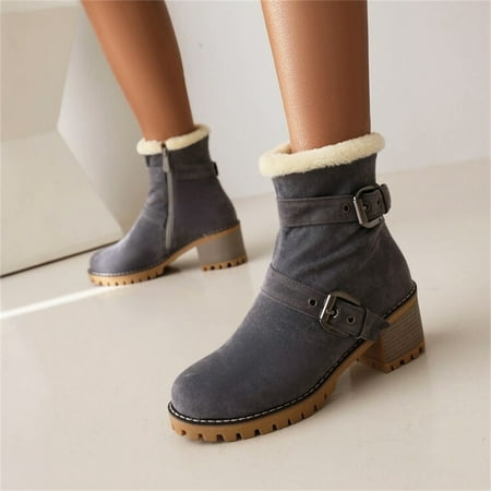 Ladies Fashion Suede Side Zipper Short Boots Belt Buckle Plush Thick High Heel Cotton Boots
Ladies Fashion Suede Side Zipper Short Boots Belt Buckle Plush Thick High Heel Cotton Boots