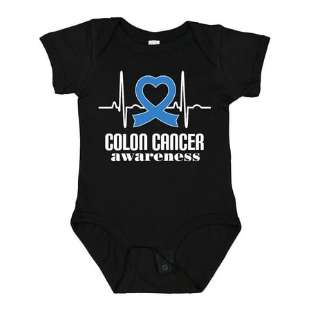 Inktastic Colon Cancer Awareness Heartbeat Gift Baby Boy or Baby Girl Bodysuit