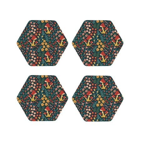 Tideii Mushrooms And Flowers for Leather Coasters 4 Pieces Anti-fouling and Anti-scalding Decorative Coasters Suitable for Restaurants Kitchens Coffee Shops-Hexagon
Tideii Mushrooms And Flowers for Leather Coasters 4 Pieces Anti-fouling and Anti-scalding Decorative Coasters Suitable for Restaurants Kitchens Coffee Shops-Hexagon