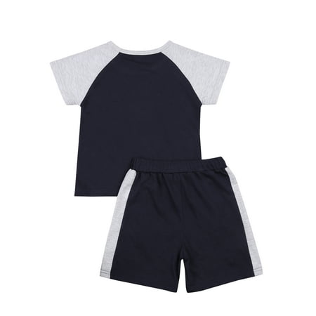One opening Little Boys Outfit Toddlers Round Collar Short Sleeve Top Shorts
