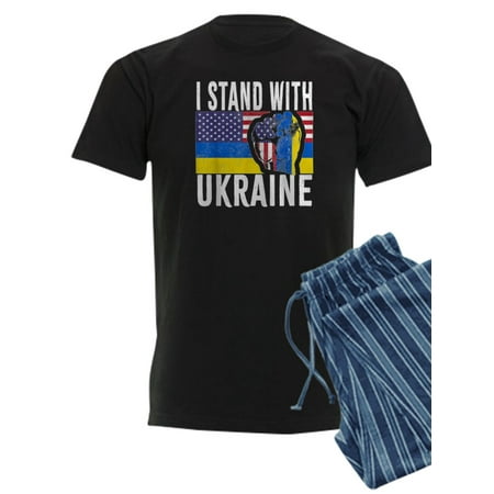 CafePress - I Stand With Ukraine Flag American Flag Su Pajamas - Men s Dark Pajamas