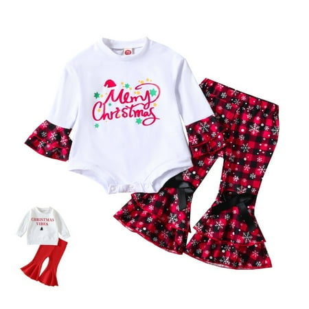 BULLPIANO Toddler Baby Girls Christmas Outfits Long Sleeve Letter Printed Hoodie Top + Bell-Bottoms Pants Xmas Clothes 0-3T 
BULLPIANO Toddler Baby Girls Christmas Outfits Long Sleeve Letter Printed Hoodie Top + Bell-Bottoms Pants Xmas Clothes 0-3T