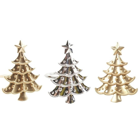 3PCS Table Napkin Ring Christmas Tree Shaped Decor Rings Hotel Table Supplies