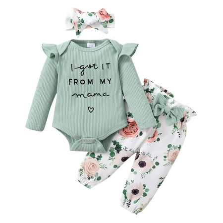 CARETOO Newborn Baby Girl Clothes Infant Girl Outfits Long Sleeve Ruffle Romper + Floral Pants + Headband Set
CARETOO Newborn Baby Girl Clothes Infant Girl Outfits Long Sleeve Ruffle Romper + Floral Pants + Headband Set