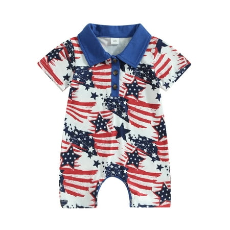 KelaJuan Baby Boys Romper Short Sleeve Turn-down Collar Stars Stripes Print Short Independence Day Jumpsuit
KelaJuan Baby Boys Romper Short Sleeve Turn-down Collar Stars Stripes Print Short Independence Day Jumpsuit