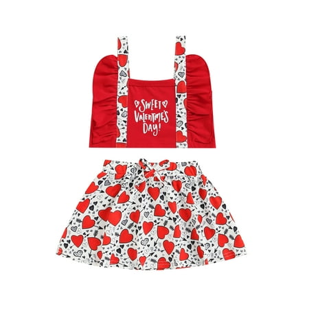 Sunisery Valentine s Day Kids Baby Girls Clothes Letter Print Tank Tops+Mini Heart Print A-line Skirt Outfit Red 1-2 Years
Sunisery Valentine s Day Kids Baby Girls Clothes Letter Print Tank Tops+Mini Heart Print A-line Skirt Outfit Red 1-2 Years