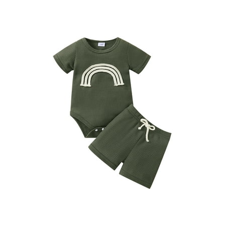 Bagilaanoe 2pcs Toddler Baby Girl Boy Outfit Sets Rainbow Pattern Short Sleeve Romper Tops Elastic Waist Shorts
Bagilaanoe 2pcs Toddler Baby Girl Boy Outfit Sets Rainbow Pattern Short Sleeve Romper Tops Elastic Waist Shorts