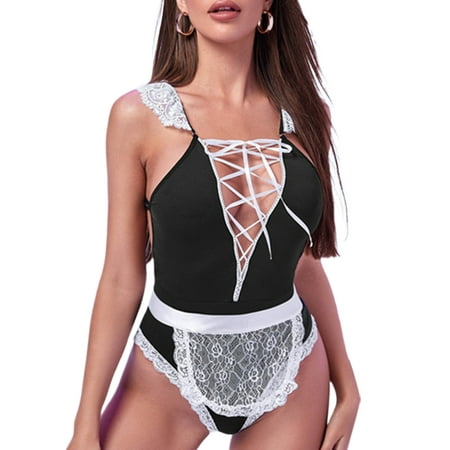 Luxplum Women Sleepwear Deep V Lingerie Hollow Out Bodysuit Mini Crotchless Babydoll Sleeping Backless Nightwear Black S
Luxplum Women Sleepwear Deep V Lingerie Hollow Out Bodysuit Mini Crotchless Babydoll Sleeping Backless Nightwear Black S