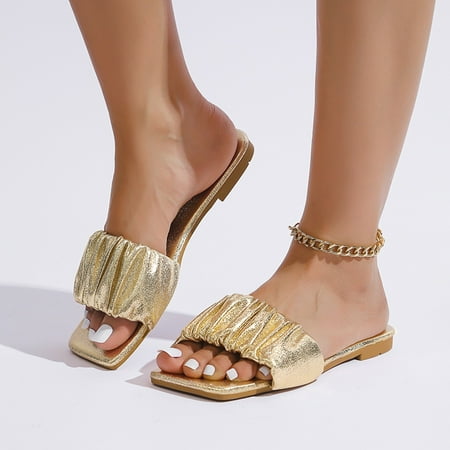uikmnh Women Shoes Ladies Summer Fashion Solid Color Pleated Sequin Leather Flat Casual Slippers Gold 7.5
uikmnh Women Shoes Ladies Summer Fashion Solid Color Pleated Sequin Leather Flat Casual Slippers Gold 7.5