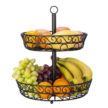 Fruit Bread Basket 2 Tier Countertop Rack for Vegetable Snacks Household Items Kitchen Storage Organizer (Black)
Fruit Bread Basket 2 Tier Countertop Rack for Vegetable Snacks Household Items Kitchen Storage Organizer (Black)