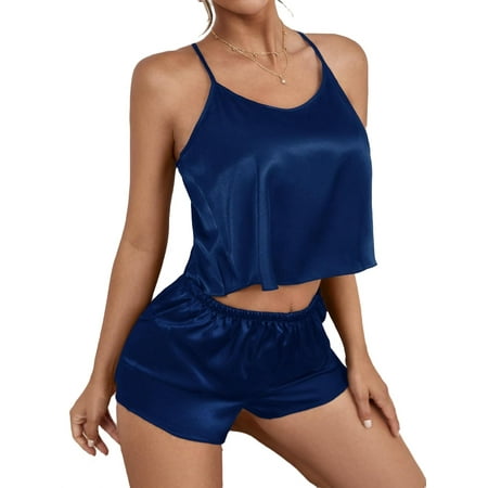 2pcs Set Sexy Solid Cami Short Sets Sleeveless Navy Blue Women s Pajama Sets (Women s)
2pcs Set Sexy Solid Cami Short Sets Sleeveless Navy Blue Women s Pajama Sets (Women s)