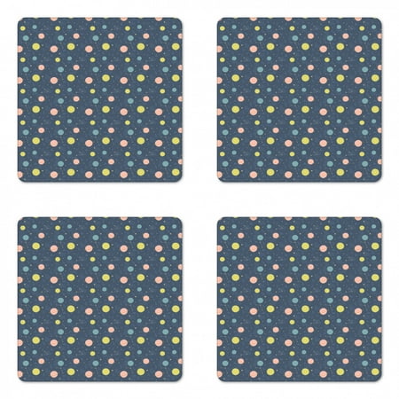 

Outer Space Coaster Set of 4 Celestial Themed Childish Pattern with Stars Planets and Asteroids Square Hardboard Gloss Coasters Standard Size Slate Blue Multicolor by Ambesonne