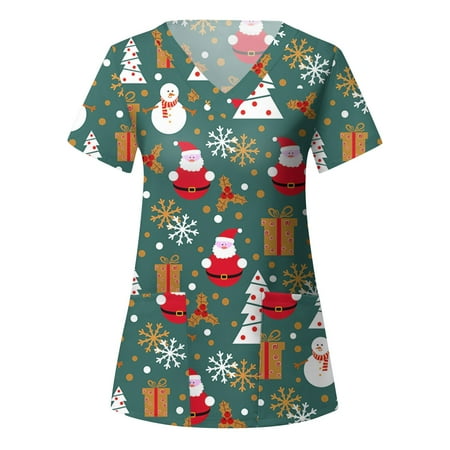 Christmas Women Scrubs Top Nurses Clothing Working Uniform Top Care Workwears Short Sleeve V-Neck Cartoon Printed Top Fashion T-Shirts
Christmas Women Scrubs Top Nurses Clothing Working Uniform Top Care Workwears Short Sleeve V-Neck Cartoon Printed Top Fashion T-Shirts