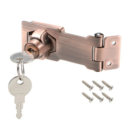 

3-inch Keyed Hasp Locks Zinc Alloy Twist Knob Keyed Locking Hasp w Screws for Door Keyed Alike Copper Tone