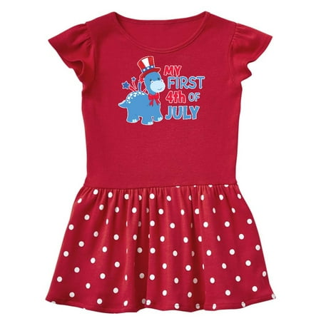 Inktastic My First 4th of July with Dinosaur Gift Baby Girl Dress