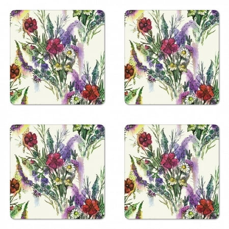 Vintage Coaster Set of 4 Pattern of Watercolor Effect Colorful Spring Floral Bouquet Square Hardboard Gloss Coasters Standard Size Cream Multicolor by Ambesonne
Vintage Coaster Set of 4 Pattern of Watercolor Effect Colorful Spring Floral Bouquet Square Hardboard Gloss Coasters Standard Size Cream Multicolor by Ambesonne