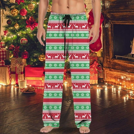 Christmas Mens Casual Pants Pajama Pants With Drawstring And Pockets Christmas Gift