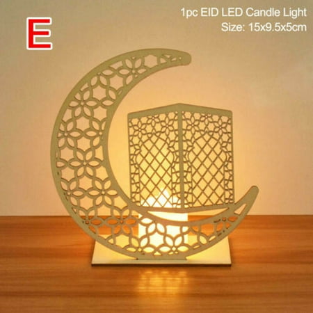Eid Mubarak Ramadan Wooden Moon Star Ornament Muslim Mosque Islam Decor Pendant
