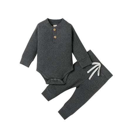 Yinyinxull Infant Baby Boys Girls Clothing Sets Long Sleeve Ribbed Bodysuits Elastic Pants Dark Grey 12-18 Months
Yinyinxull Infant Baby Boys Girls Clothing Sets Long Sleeve Ribbed Bodysuits Elastic Pants Dark Grey 12-18 Months
