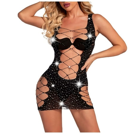 KEJIG High Quality Sexy Womens Lingerie Fishnet Seamless Mesh Netting Chemise Hollow Out Babydoll Rhinestones Dress Sleepwear Nightwear
KEJIG High Quality Sexy Womens Lingerie Fishnet Seamless Mesh Netting Chemise Hollow Out Babydoll Rhinestones Dress Sleepwear Nightwear