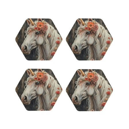 Fuzoiu Vintage Floral White Horse Print Leather Coasters Set Drink Coasters Set of 4 for Tabletop Protection Durable PVC Coasters Home Décor and Housewarming Gift-Hexagon
Fuzoiu Vintage Floral White Horse Print Leather Coasters Set Drink Coasters Set of 4 for Tabletop Protection Durable PVC Coasters Home Décor and Housewarming Gift-Hexagon