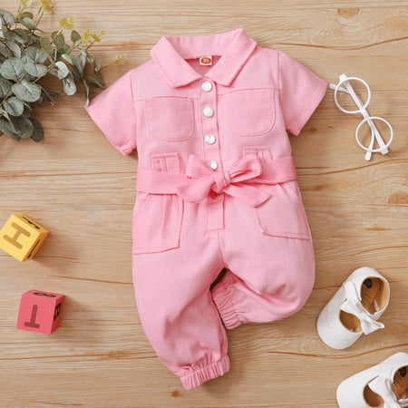 Sleeve Jumpsuit Short Girls Clothes Toddler Solid Pockets Romper Baby Girls Romper&Jumpsuit Pink 90
Sleeve Jumpsuit Short Girls Clothes Toddler Solid Pockets Romper Baby Girls Romper&Jumpsuit Pink 90