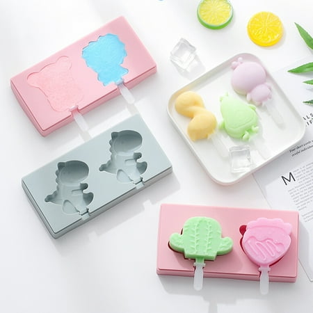 Wirlsweal Cactus Carrot Rocket Deer Ice Cream Lolly Mold with Lid Silicone DIY Mould Tool
