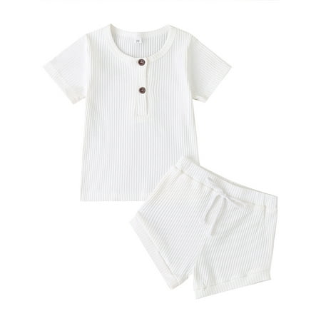 Izhansean Toddler Baby Girl Boy Clothes Short Sleeve Solid Ribbed Tops T Shirt Shorts Set White 18-24 Months
Izhansean Toddler Baby Girl Boy Clothes Short Sleeve Solid Ribbed Tops T Shirt Shorts Set White 18-24 Months
