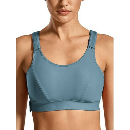 Women High Impact Support Sports Bras Wirefree Front Adjustable Straps