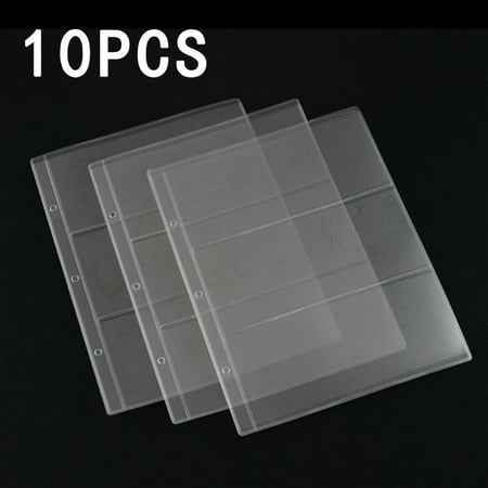 10Pcs Banknotes Album Page Paper Money Currency Collection Binder Sleeves