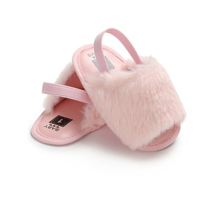 Newborn Toddler Girl Faux Fur Sneakers Baby Girl Plh Shoes Soft Sole Sandals