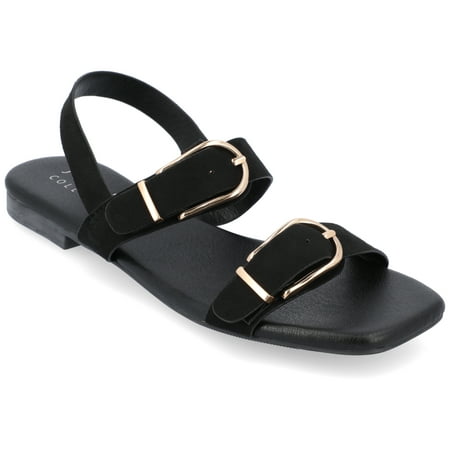 Journee Collection Womens Twylah Low Stacked Heel Sling Back Sandals