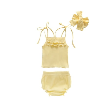 TheFound Infant Baby Girls 3pcs Clothes Sets Ruffles Sleeveless Lace Up Vest Tops Shorts Headband Solid Clothing
TheFound Infant Baby Girls 3pcs Clothes Sets Ruffles Sleeveless Lace Up Vest Tops Shorts Headband Solid Clothing
