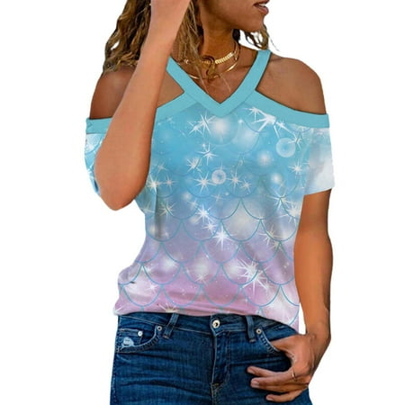 Summer Women s Shirts Cold Shoulder Tops Tshirts Sexy Print Fashion V Neck Short Sleeve Casual Tunic Blouse
Summer Women s Shirts Cold Shoulder Tops Tshirts Sexy Print Fashion V Neck Short Sleeve Casual Tunic Blouse