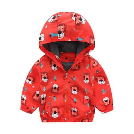 Lovebay Toddler Kid Little Boys Girls Lion Hooded Raincoat Jacket Windbreaker