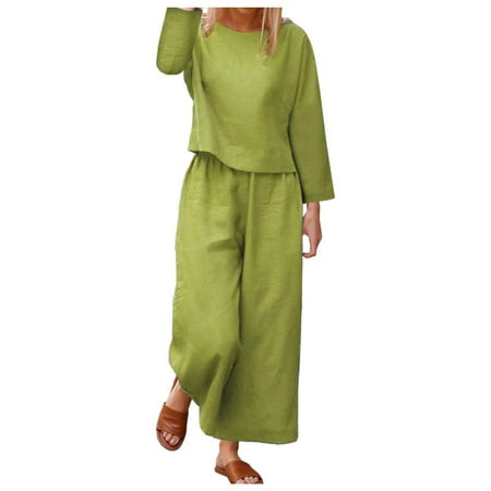 Women’s Solid 2 Piece Outfit Long Sleeve Crewneck Pullover Tops and Loose Wide Leg Palazzo Pants Lounge Pajamas Sets
Women’s Solid 2 Piece Outfit Long Sleeve Crewneck Pullover Tops and Loose Wide Leg Palazzo Pants Lounge Pajamas Sets