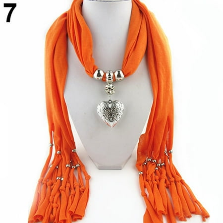 Cuteam Women Fashion Soft Bead Tassels Scarf with Love Heart Charm Pendant Accessory
Cuteam Women Fashion Soft Bead Tassels Scarf with Love Heart Charm Pendant Accessory