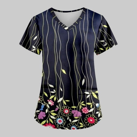 TKing Fashion Women Plus Size Scrubs Top V-Neck Short Sleeve Animal Print Pockets Work Blouse for Women Navy 3XL
TKing Fashion Women Plus Size Scrubs Top V-Neck Short Sleeve Animal Print Pockets Work Blouse for Women Navy 3XL