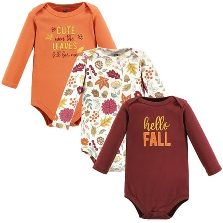 Hudson Baby Infant Girl Cotton Long-Sleeve Bodysuits Hello Fall 9-12 Months