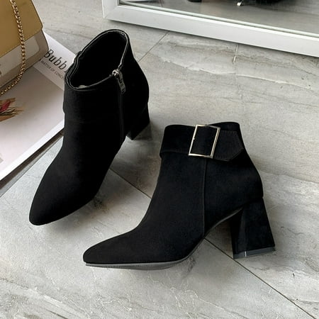 Women‘s Pointed Toe Short Boots Chunky Heel With Metal Buckle Side Zipper Short Shoes Women‘s Footwear
Women‘s Pointed Toe Short Boots Chunky Heel With Metal Buckle Side Zipper Short Shoes Women‘s Footwear