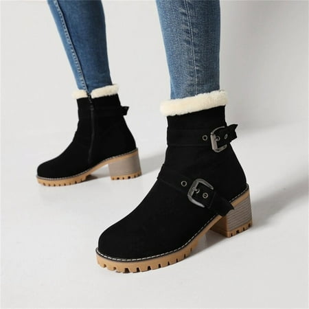 TALKVE Ladies Fashion Suede Side Zipper Short Boots Belt Buckle Plush Thick High Heel Cotton Boots
TALKVE Ladies Fashion Suede Side Zipper Short Boots Belt Buckle Plush Thick High Heel Cotton Boots