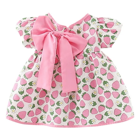 

Pedort Plus Size Summer Dresses Toddler Baby Girl Dress Little Kids Dresses Girls Comfy Ruffle Sleeve Dinosaur Skirt Sundress Pink 8