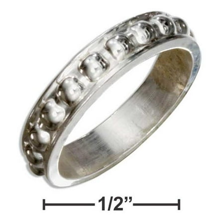 P-017556-09 9 in. Sterling Silver Heavy Beaded Band Ring