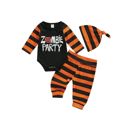 Meihuida 3Pcs Baby Halloween Outfits Long Sleeve Pumpkin Letter Print Romper Pants Hat Set
Meihuida 3Pcs Baby Halloween Outfits Long Sleeve Pumpkin Letter Print Romper Pants Hat Set