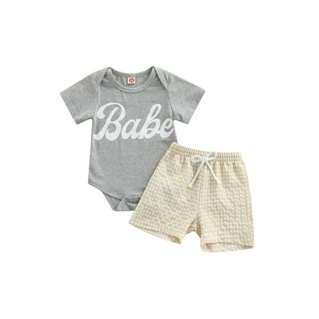 Qiylii Baby Boy Letter Print Round Neck Bodysuit Romper + Plaid Shorts with Drawstring
Qiylii Baby Boy Letter Print Round Neck Bodysuit Romper + Plaid Shorts with Drawstring